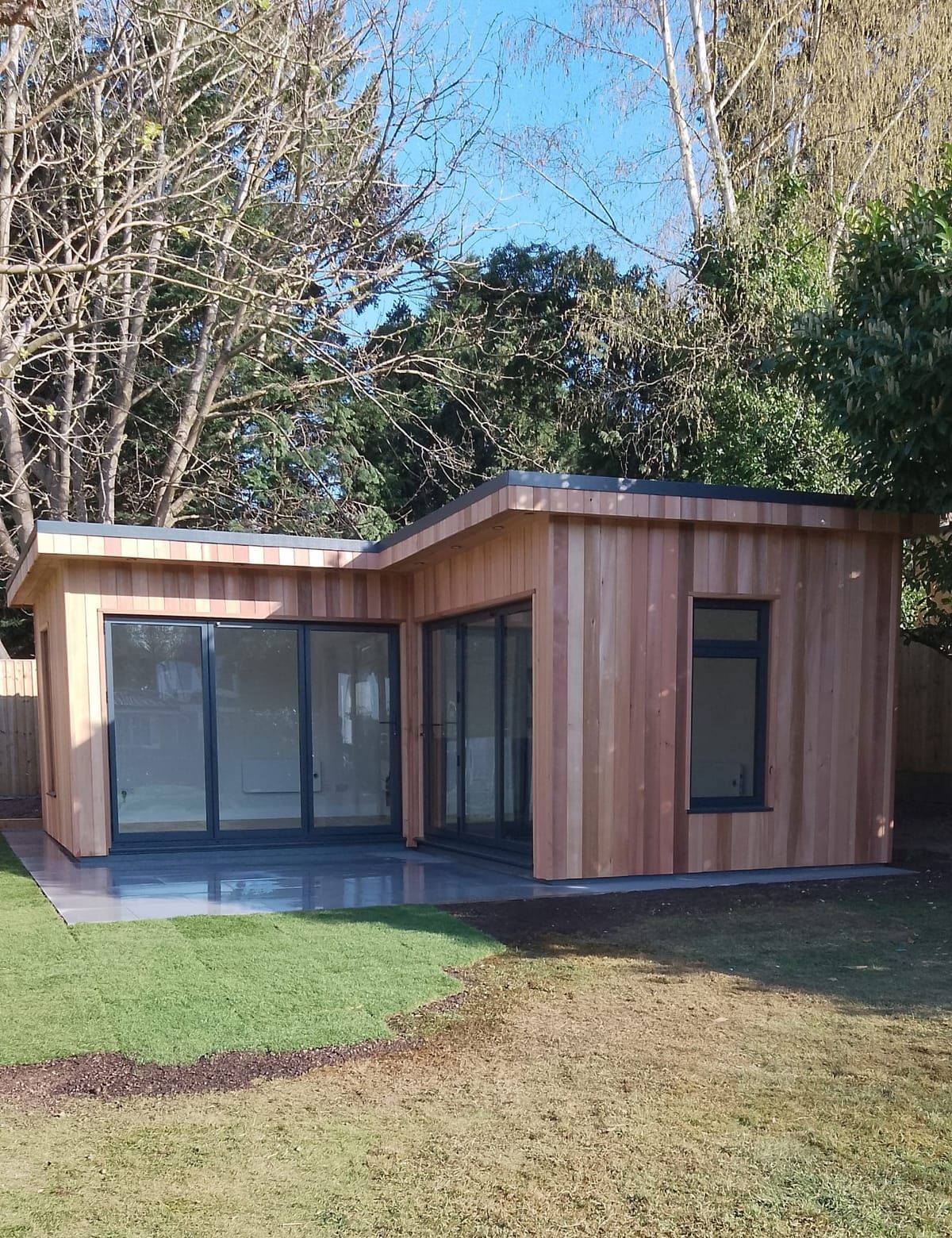Cedar-clad home gym garden room
